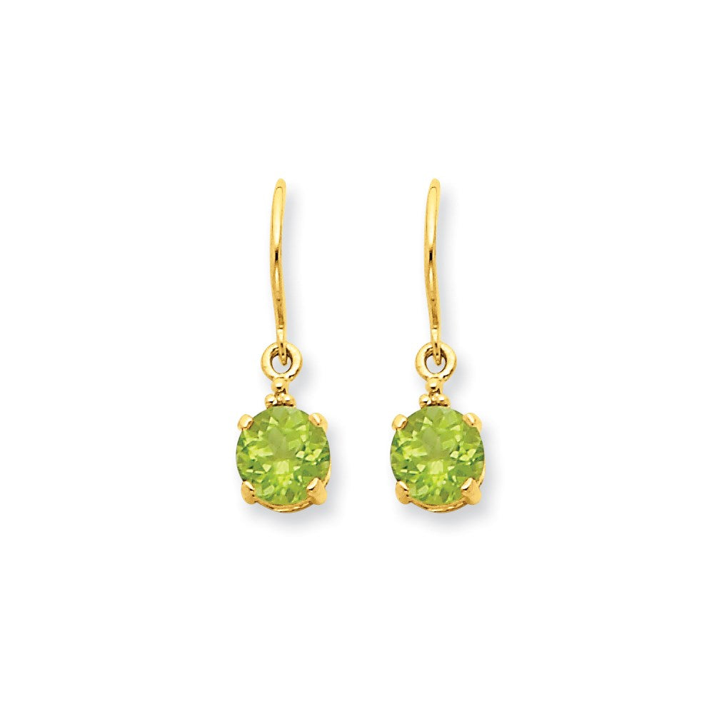 14k Yellow Gold Peridot u0026 Real Diamond Dangle Earrings