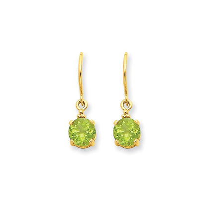 14k Yellow Gold Peridot u0026 Real Diamond Dangle Earrings