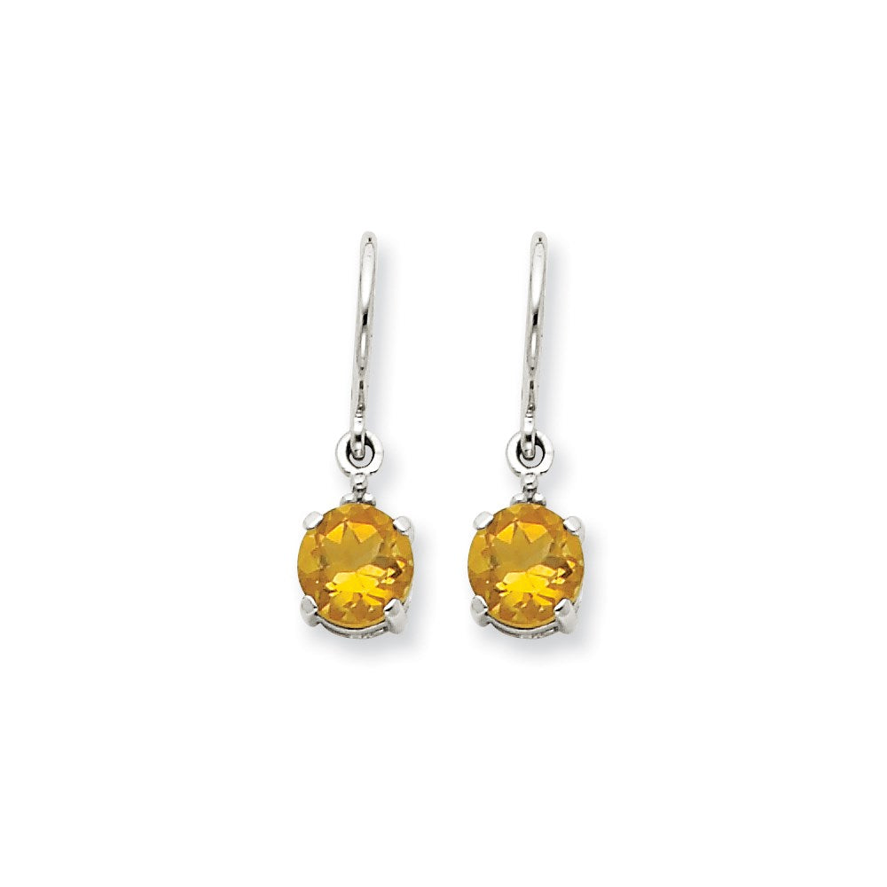 14k White Gold Citrine u0026 Real Diamond Dangle Earrings