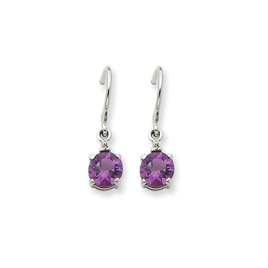 14k White Gold Amethyst u0026 Real Diamond Dangle Earrings