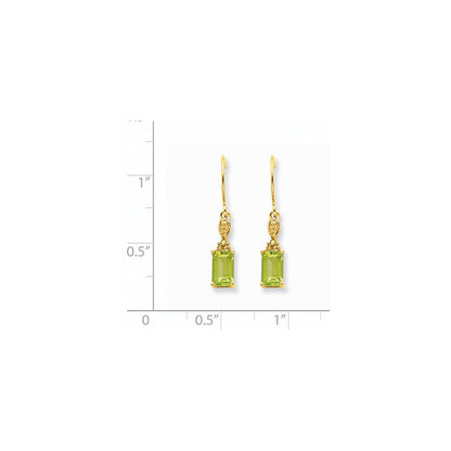 14k Yellow Gold Peridot u0026 Real Diamond Dangle Earrings