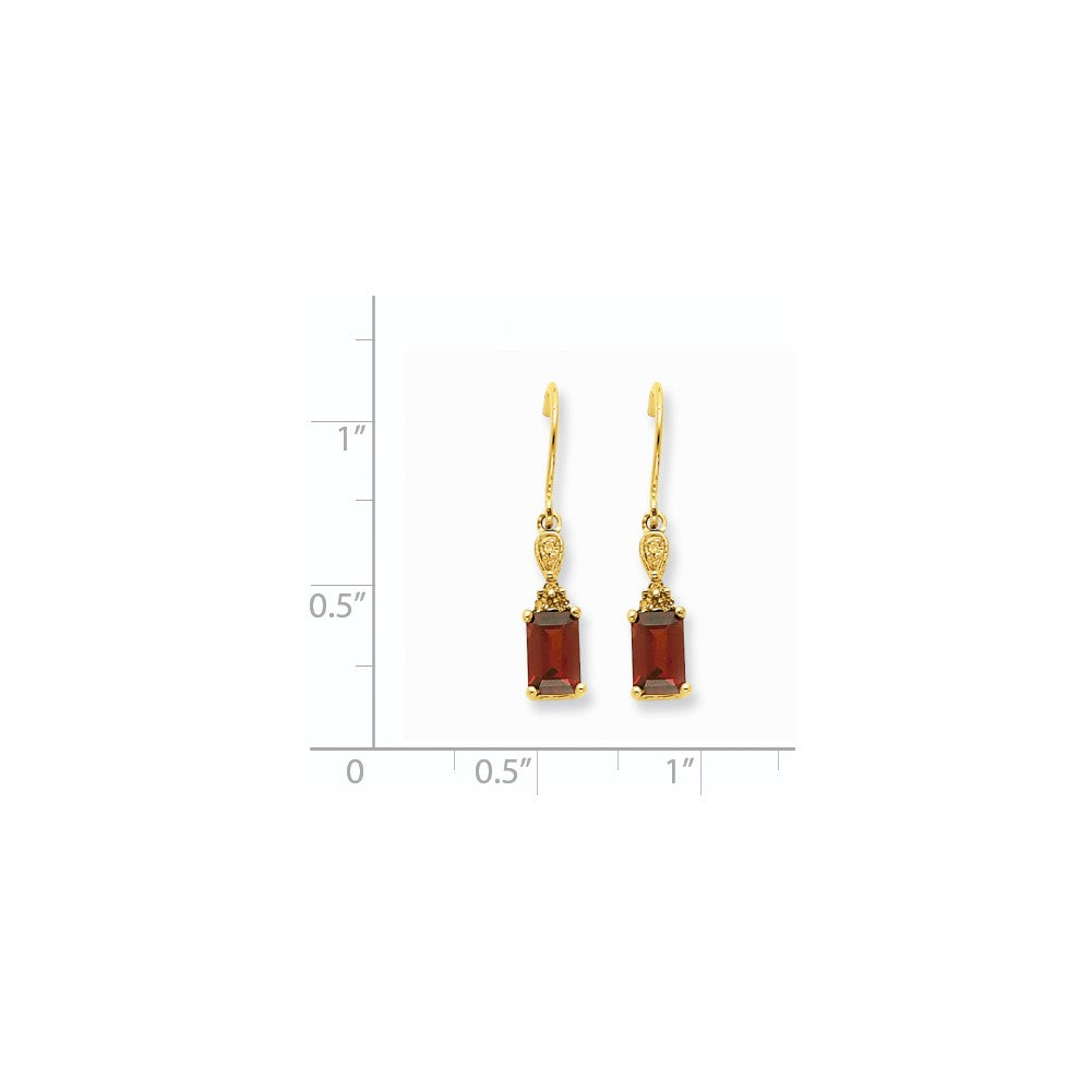 14k Yellow Gold Garnet u0026 Real Diamond Dangle Earrings