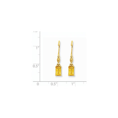 14k Yellow Gold Citrine u0026 Real Diamond Dangle Earrings