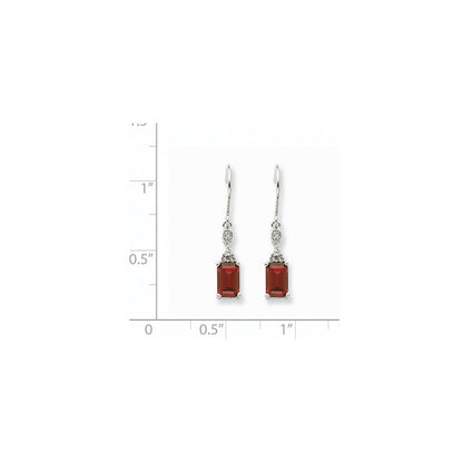 14k White Gold Garnet u0026 Real Diamond Dangle Earrings