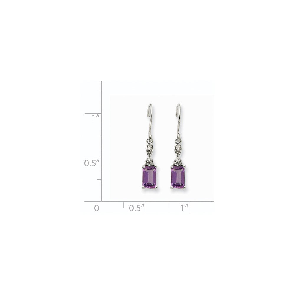 14k White Gold Amethyst u0026 Real Diamond Dangle Earrings