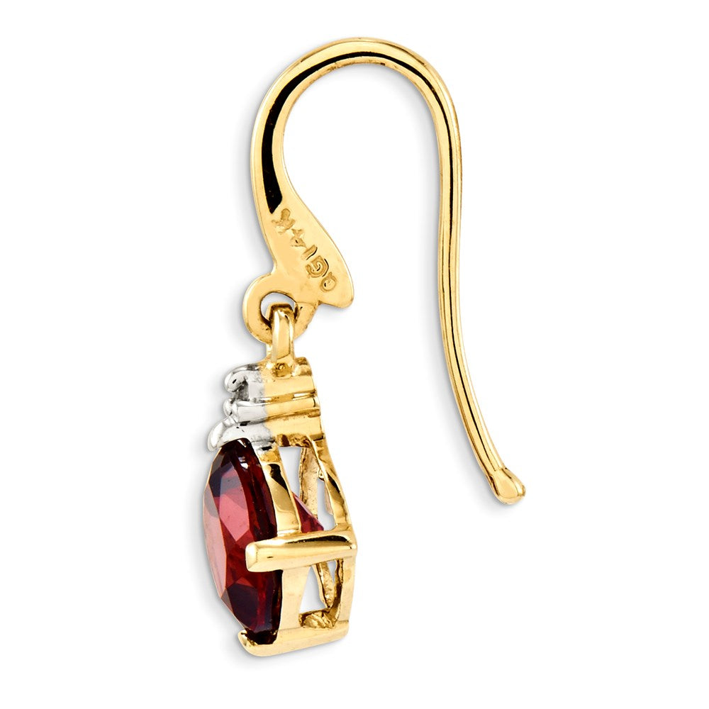 14k Yellow Gold Garnet u0026 Real Diamond Dangle Earrings