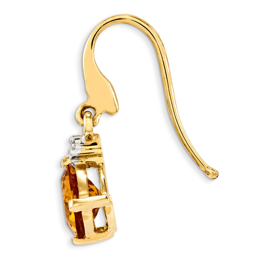 14k Yellow Gold Citrine u0026 Real Diamond Dangle Earrings