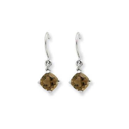 14k White Gold Smok Yellow Gold Quartz u0026 Real Diamond Dangle Earrings