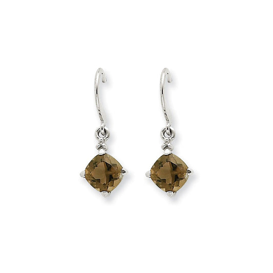14k White Gold Smok Yellow Gold Quartz u0026 Real Diamond Dangle Earrings