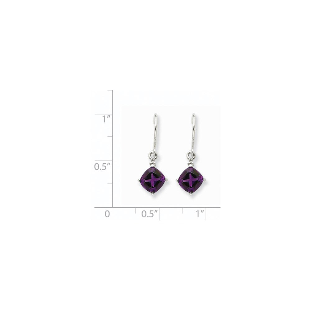 14k White Gold Amethyst u0026 Real Diamond Dangle Earrings