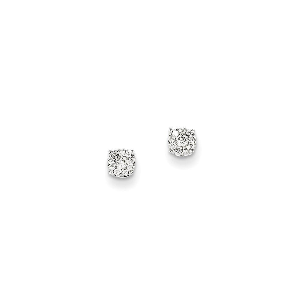 14K White Gold Real Diamond Post Earrings
