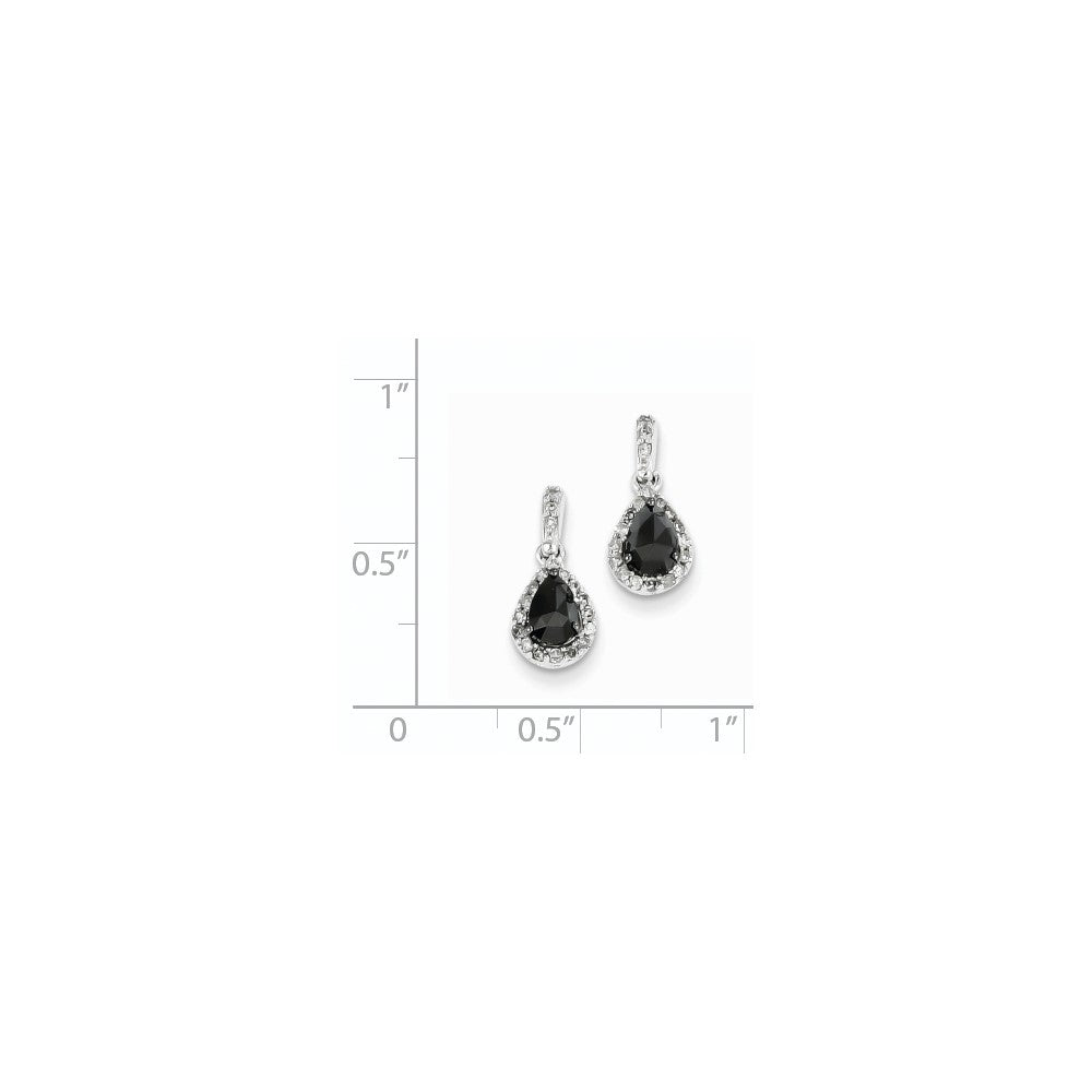 14k White Gold w/ Black and White Real Diamond Post Dangle Earrings