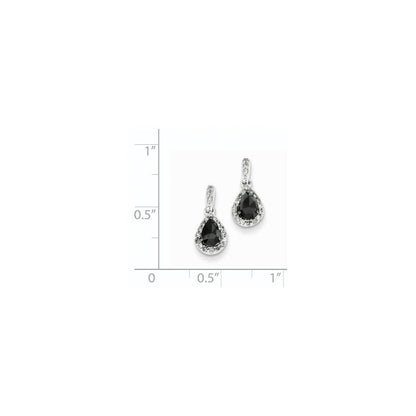 14k White Gold w/ Black and White Real Diamond Post Dangle Earrings