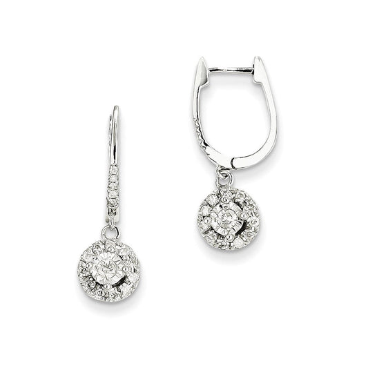 14k White Gold 0.35ct Dia. Round Dangle Hinged Hoop Earrings