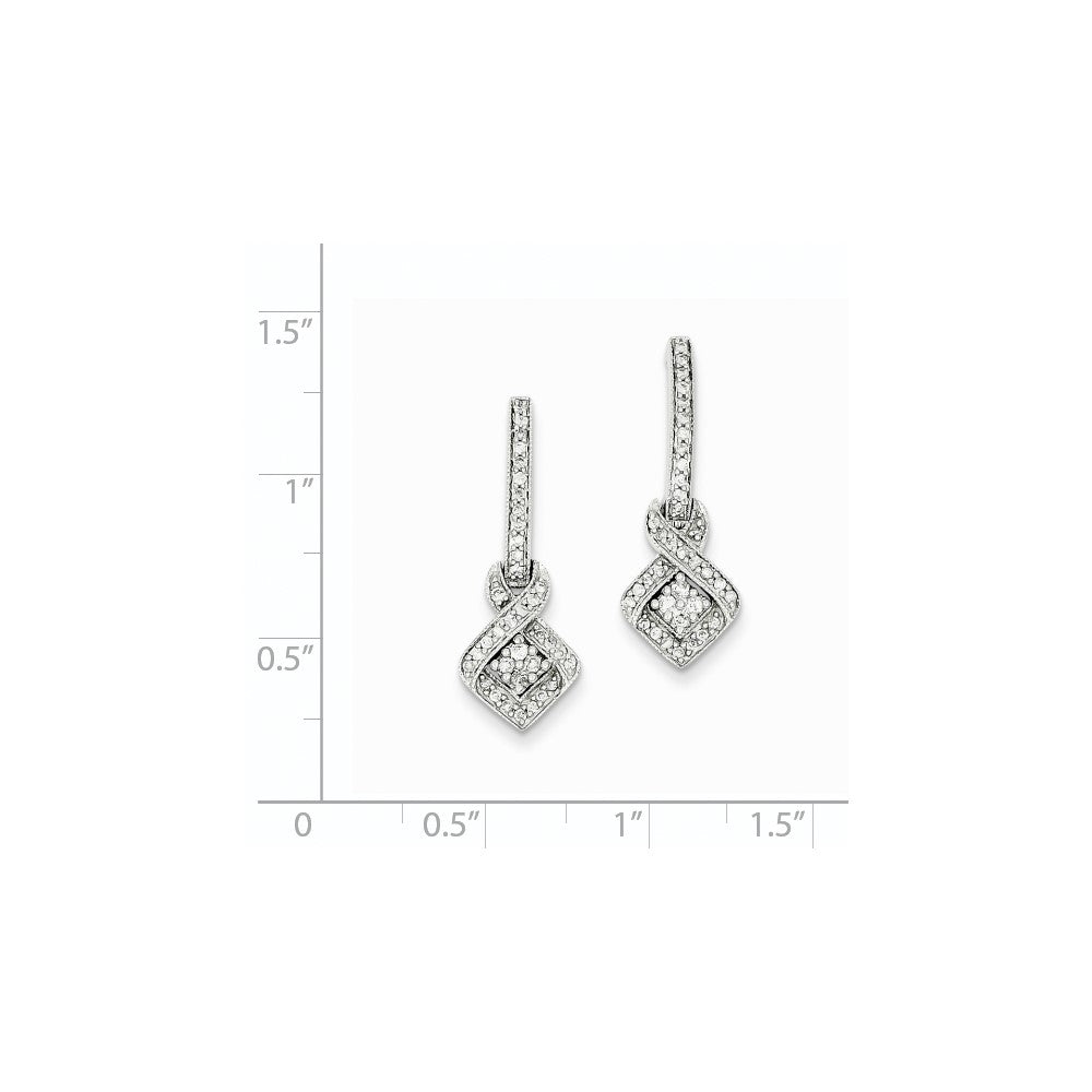 14K White Gold Fancy Dangle Real Diamond Post Earrings