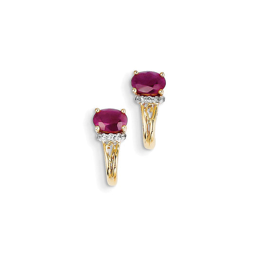 14k Yellow Gold Dia u0026 Ruby Earrings