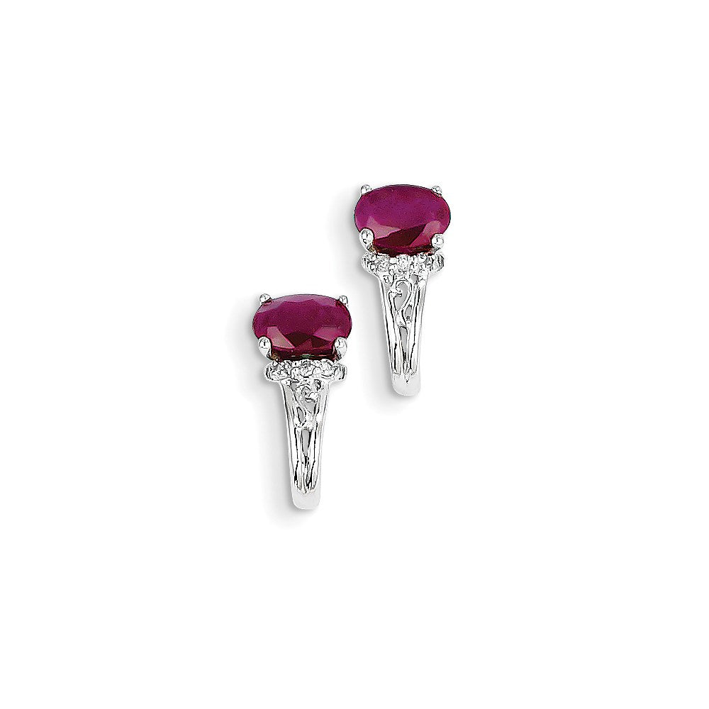 14k White Gold Real Diamond u0026 Ruby Earrings