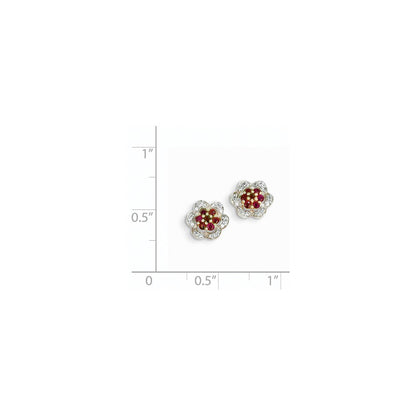 14k Yellow Gold Real Diamond u0026 Ruby Earrings