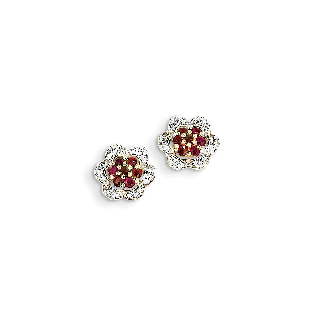 14k Yellow Gold Real Diamond u0026 Ruby Earrings
