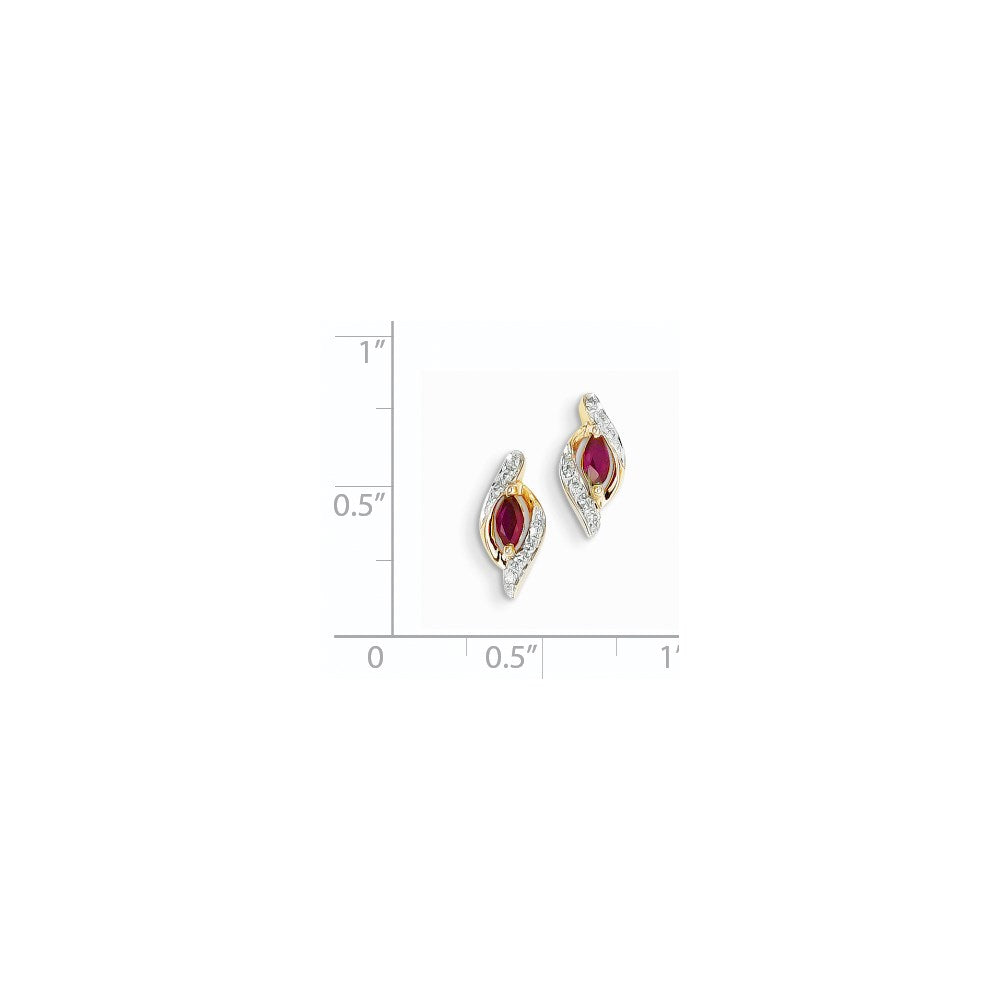 14k Yellow Gold Real Diamond u0026 Ruby Earrings