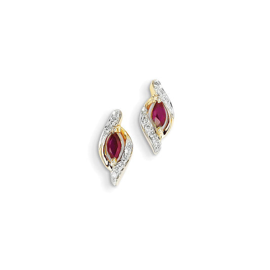 14k Yellow Gold Real Diamond u0026 Ruby Earrings