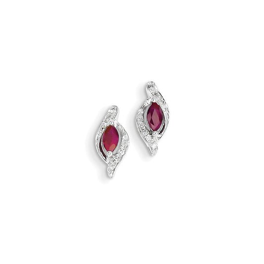 14k White Gold Real Diamond u0026 Ruby Earrings