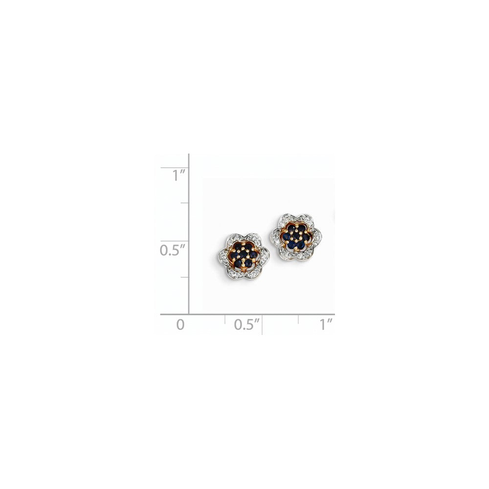 14k Yellow Gold Real Diamond u0026 Sapphire Earrings