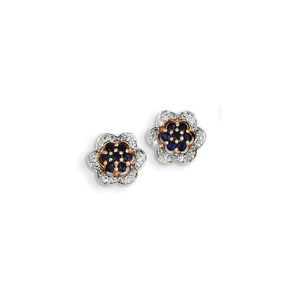14k Yellow Gold Real Diamond u0026 Sapphire Earrings