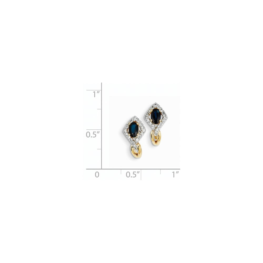 14k Yellow Gold Real Diamond u0026 Sapphire Earrings