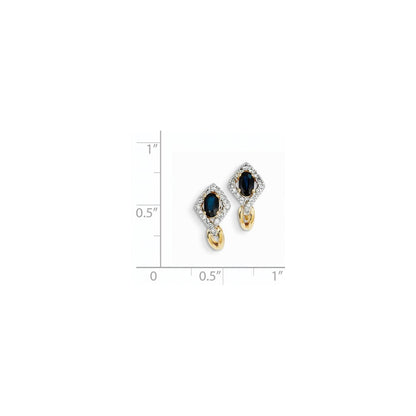 14k Yellow Gold Real Diamond u0026 Sapphire Earrings