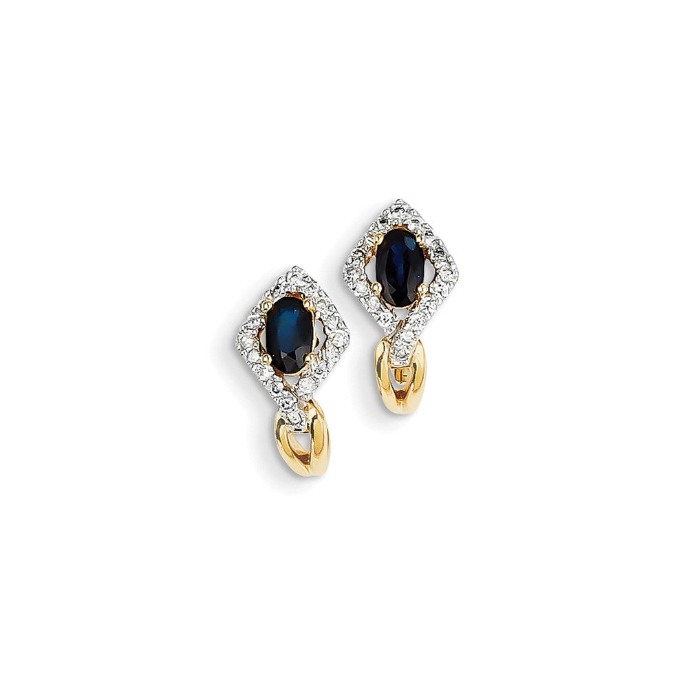 14k Yellow Gold Real Diamond u0026 Sapphire Earrings