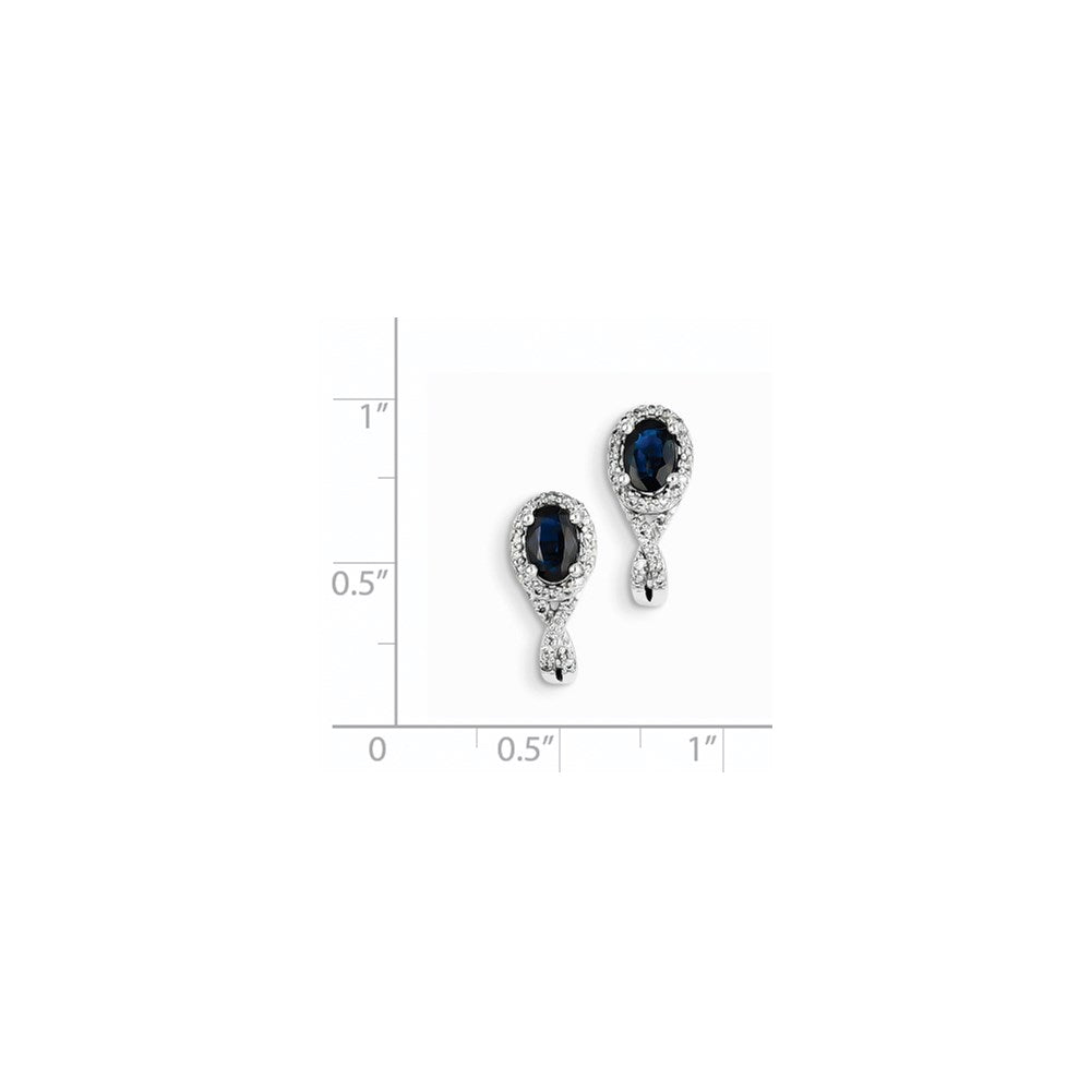 14K White Gold Real Diamond u0026 Sapphire J Hoop Earrings