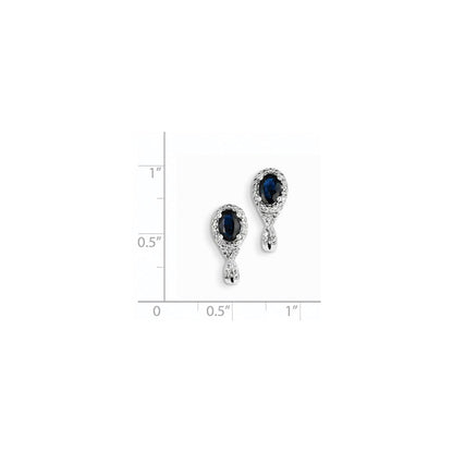 14K White Gold Real Diamond u0026 Sapphire J Hoop Earrings
