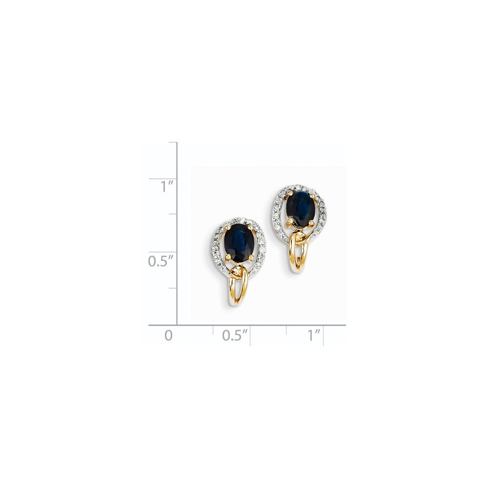 14k Yellow Gold Real Diamond u0026 Sapphire Earrings