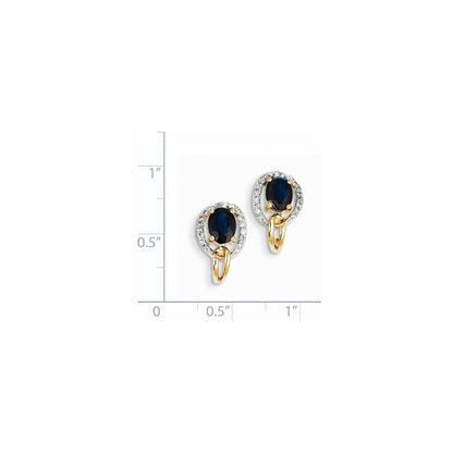 14k Yellow Gold Real Diamond u0026 Sapphire Earrings