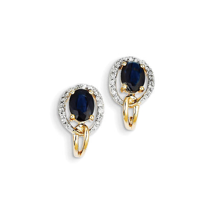 14k Yellow Gold Real Diamond u0026 Sapphire Earrings