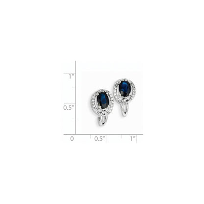 14K White Gold Real Diamond u0026 Sapphire J Hoop Earrings