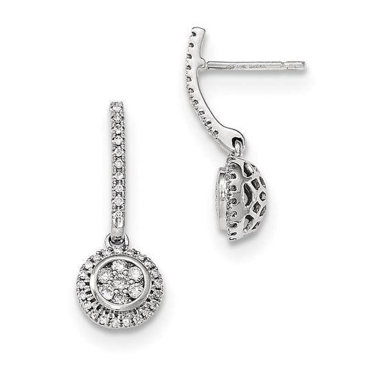 14k Yellow Gold Mystere White Gold Real Diamond Post Dangle Earrings