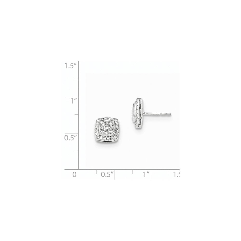 14K White Gold Real Diamond Post Earrings