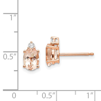14k Rose Gold Oval Morganite u0026 Real Diamond Post Earrings