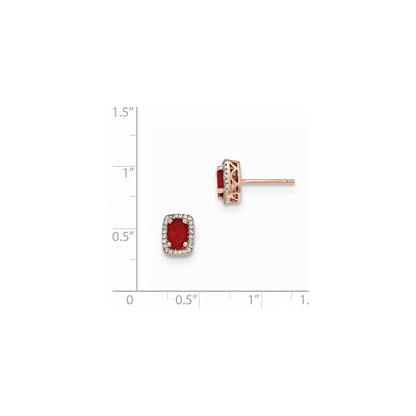 14k Rose Gold Oval Fire Opal u0026 Real Diamond Rectangle Post Earrings