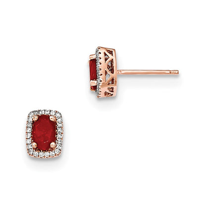 14k Rose Gold Oval Fire Opal u0026 Real Diamond Rectangle Post Earrings