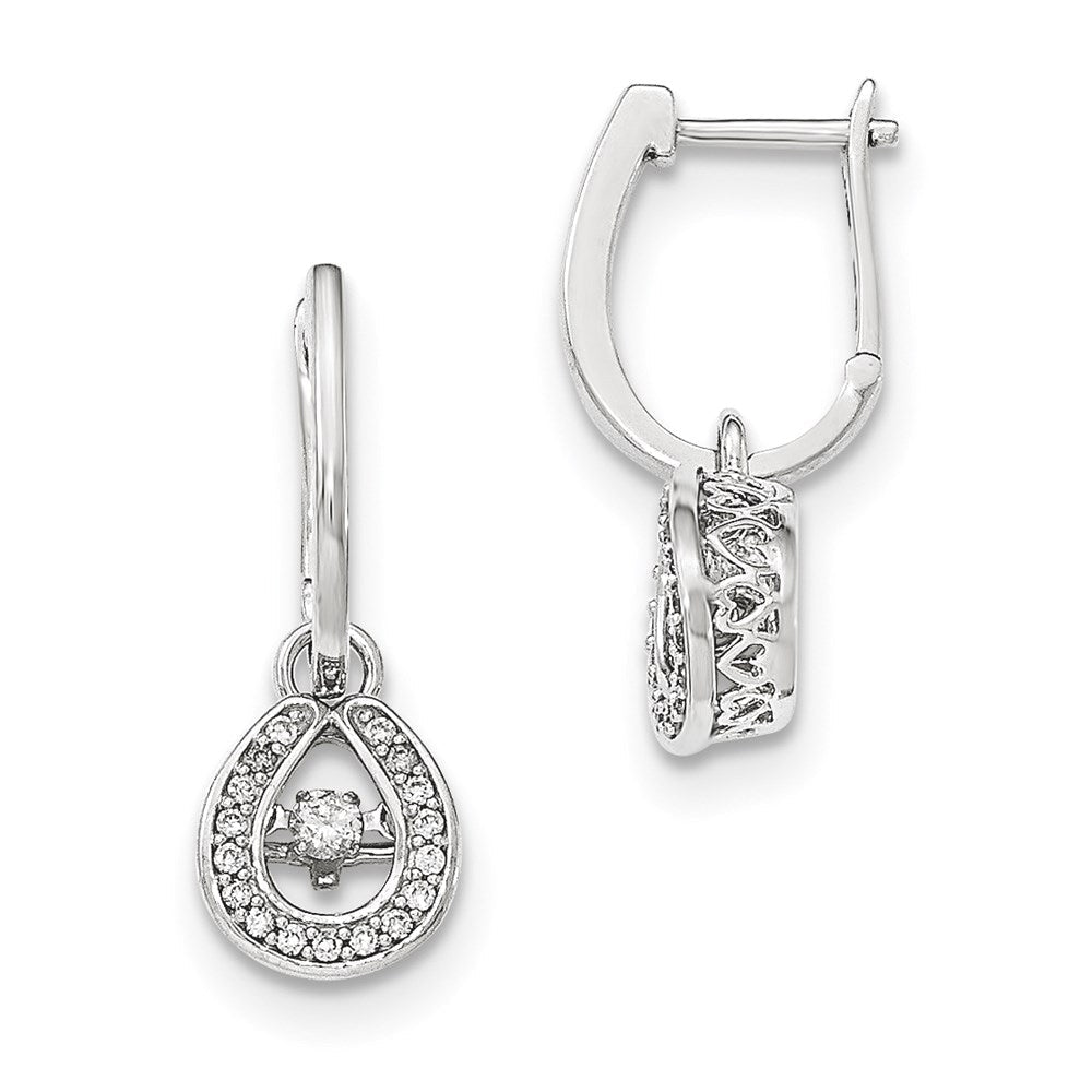 14K White Gold Vibrant Real Diamond Hinged Dangle Earrings