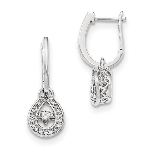14K White Gold Vibrant Real Diamond Hinged Dangle Earrings