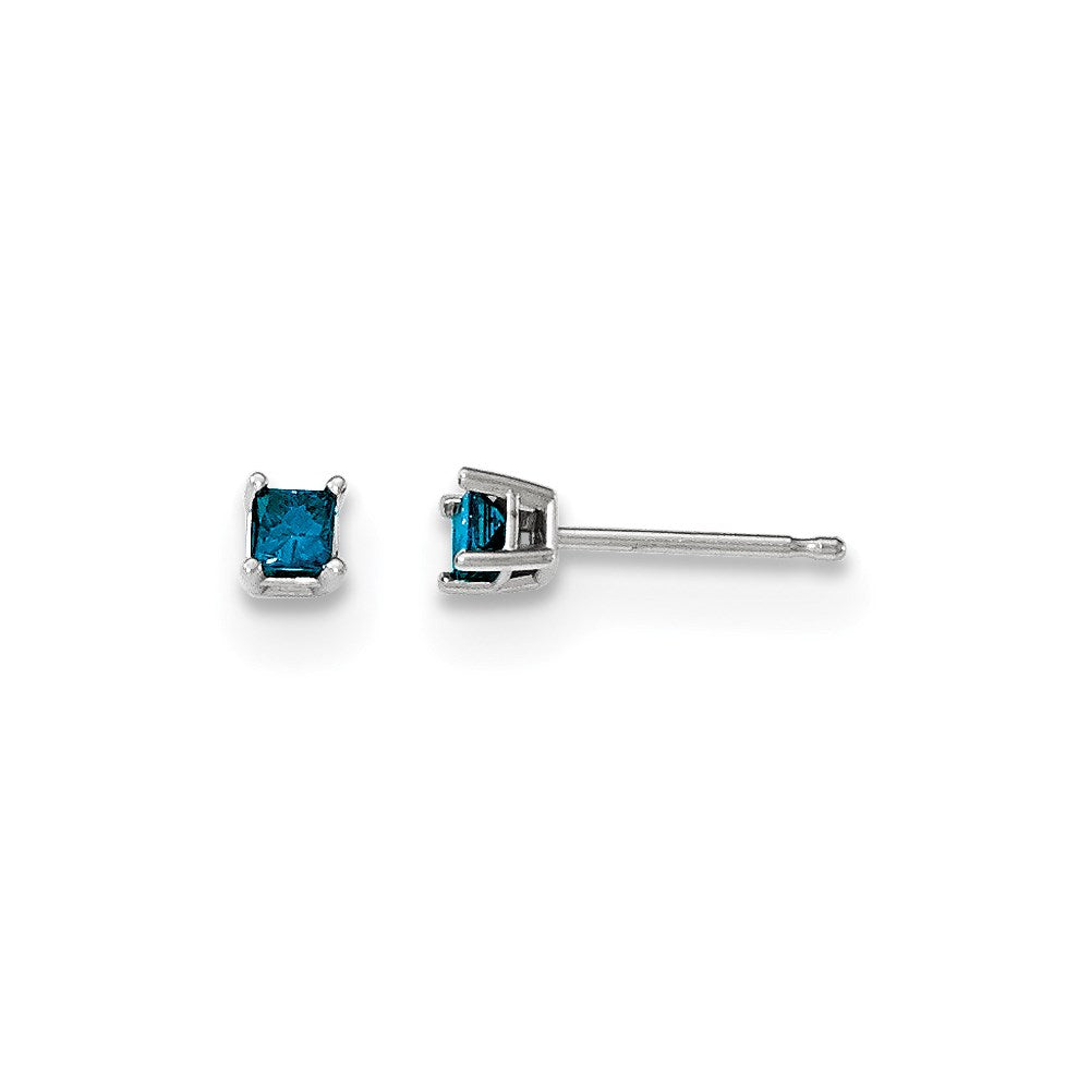 14k White Gold .20ct. Blue Diamond Stud Earrings