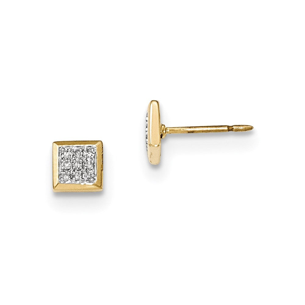 14k Yellow Gold Real Diamond Post Earrings
