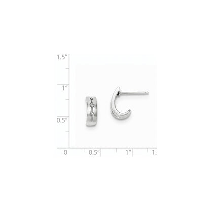 14k White Gold Real Diamond Huggie Post Earrings