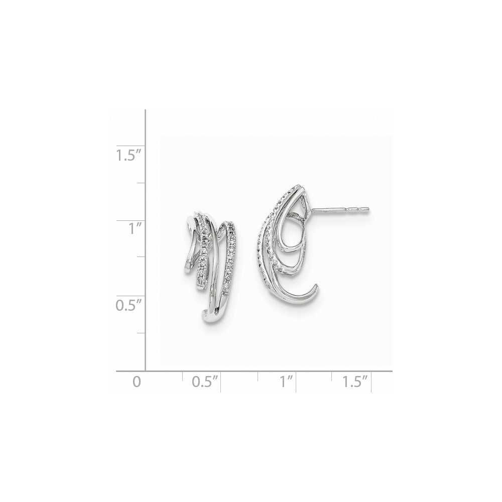 14K White Gold Real Diamond Post Earrings