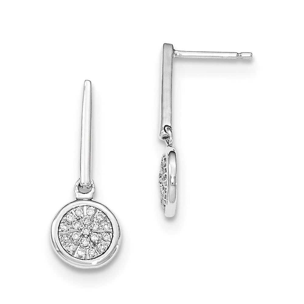 14k White Gold Real Diamond Post Dangle Earrings