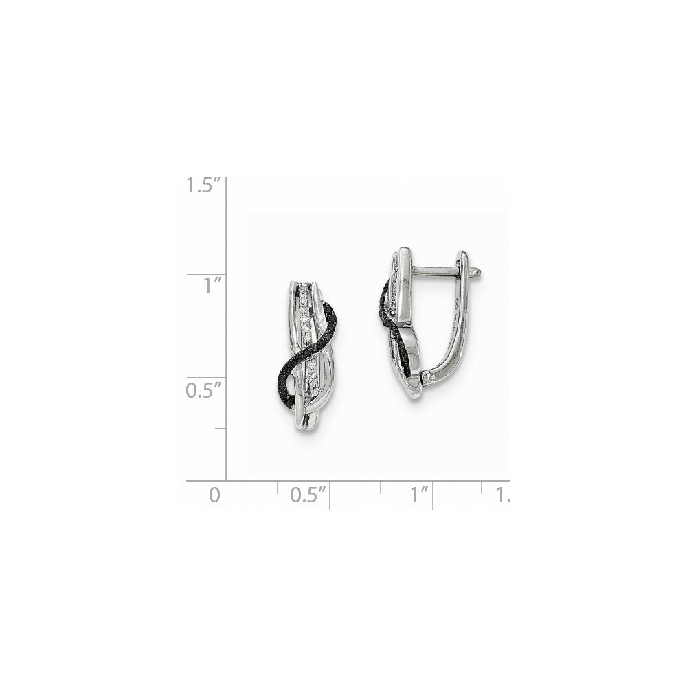14K White Gold Black u0026 White Real Diamond Hinged Earrings